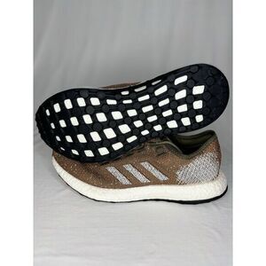 Adidas Pureboost Shoes Mens Raw‎ Khaki Brown/Orange Running Sneakers Sz 11.5